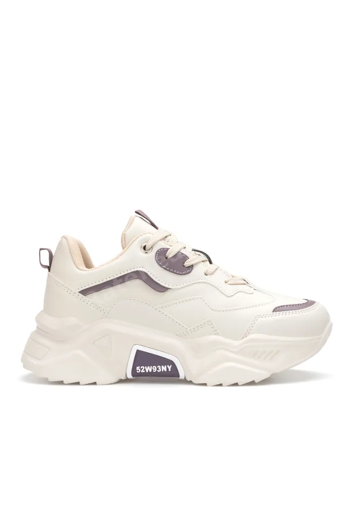 DS.PMD239K2110 Bej Mor Kadın Sneaker Günlük Spor Ayakkabı