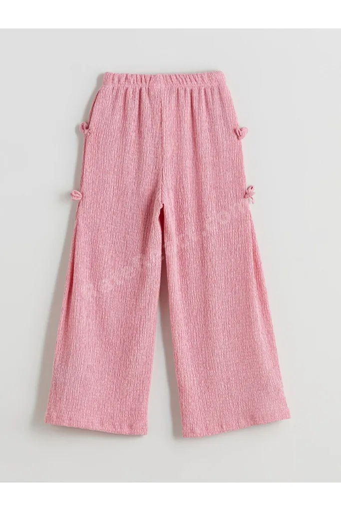 LCW Kids Beli Lastikli Fiyonk Detaylı Kız Çocuk Pantolon