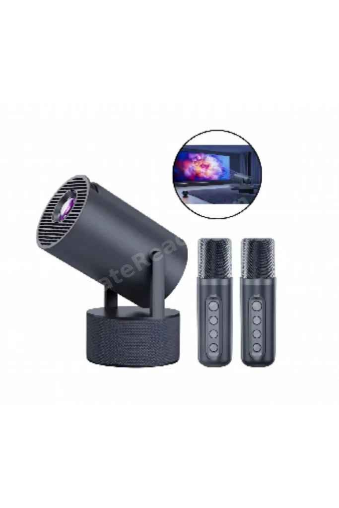 Karaoke Mikrofonlu Akıllı Projeksiyon Cihazı WiFi Bluetooth Destekli