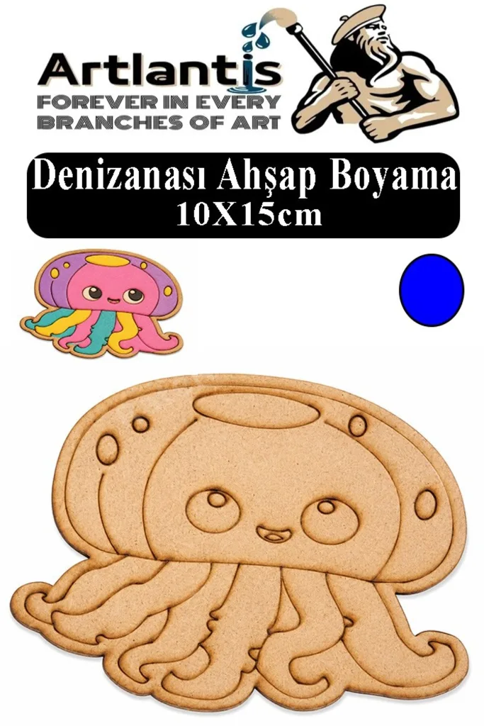 Ahşap Boyama Deniz Canlıları 1 Adet 10x15cm Boyama Figürü Etkinlik Çoçuk Gelişim Motor Beceri Kreş A