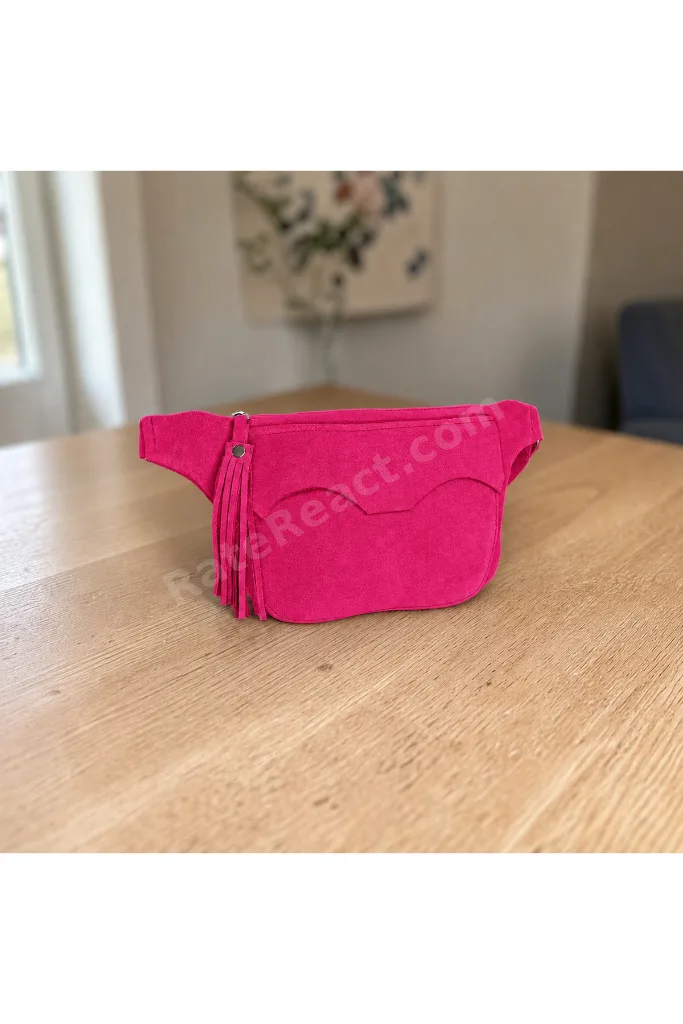 Lara Gerçek Süet Pembe Kadın Bel Çantası