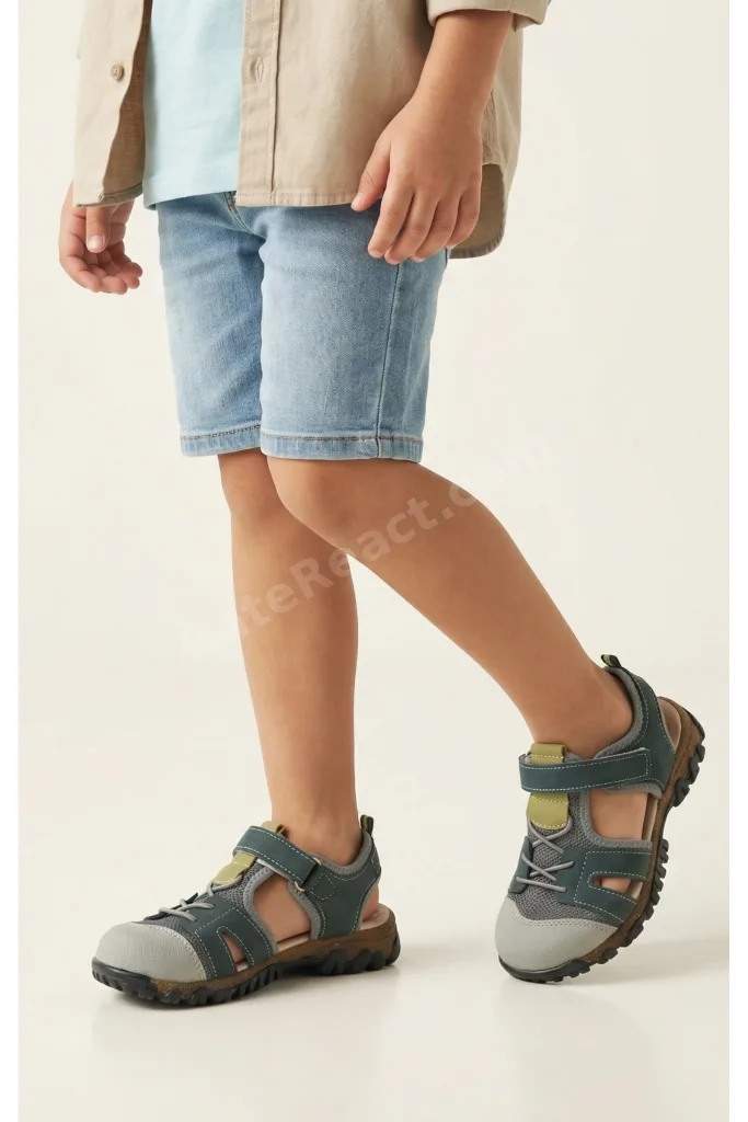 Unisex Çocuk Sandalet Önü Kapalı Sandalet Renkli Sandalet Ortopedik Sandalet Yeni Sezon Sandalet