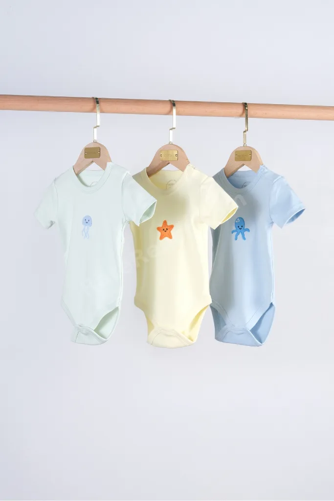 3'lü Set %100 Pamuk Aplike Nakışlı Bebek Ve Çocuk Zıbın & Body