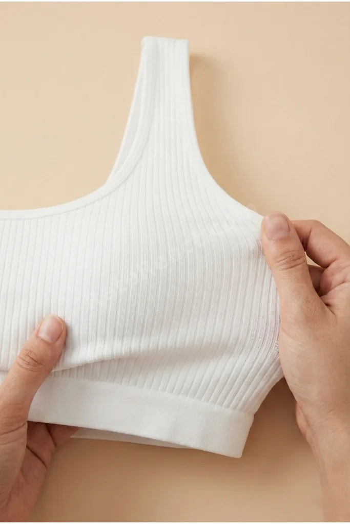 3'lü Paket Fitilli Örme Büstiyer Kalın Askılı Çıkarılabilir Pedli Toparlayıcı Crop Atlet