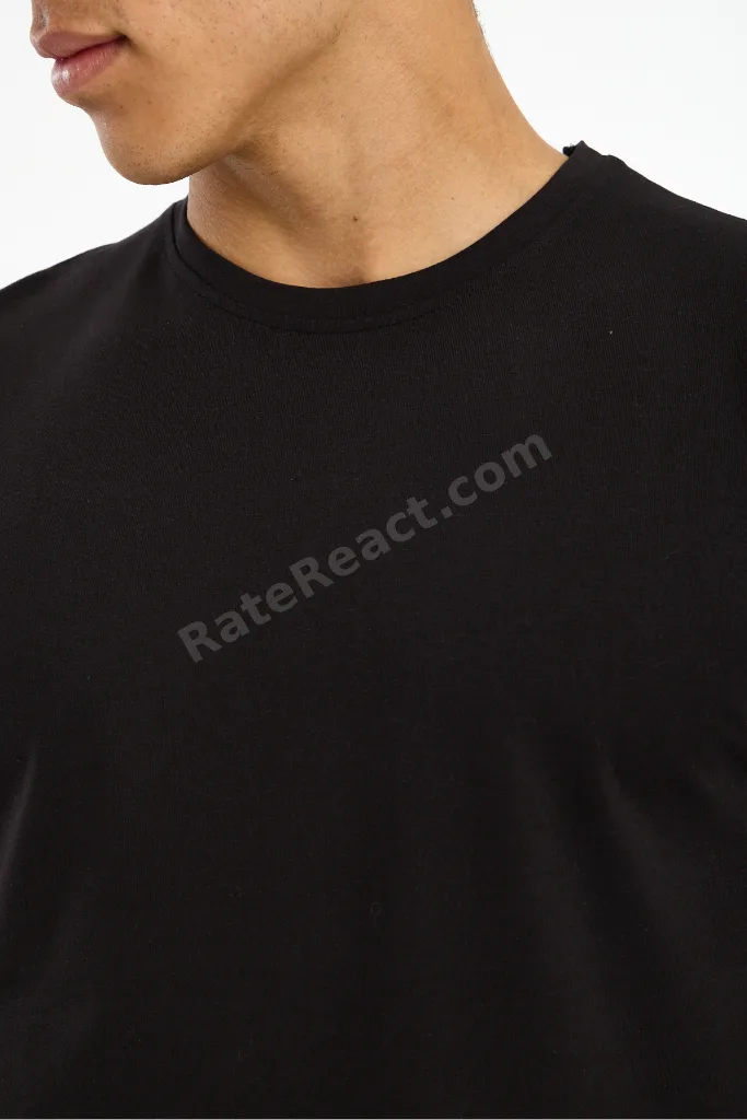 MÅNSKEN YÜKSEK İSVEÇ KALİTESİ Regular Kesim %100 Pamuk Siyah Bisiklet Yaka Premium Tişört / T-Shirt