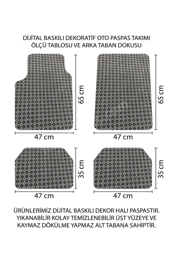 UNİVERSAL Digital Baskılı Her Araca Uyumlu Makinede Yıkanabilir Oto Halı Paspas Seti