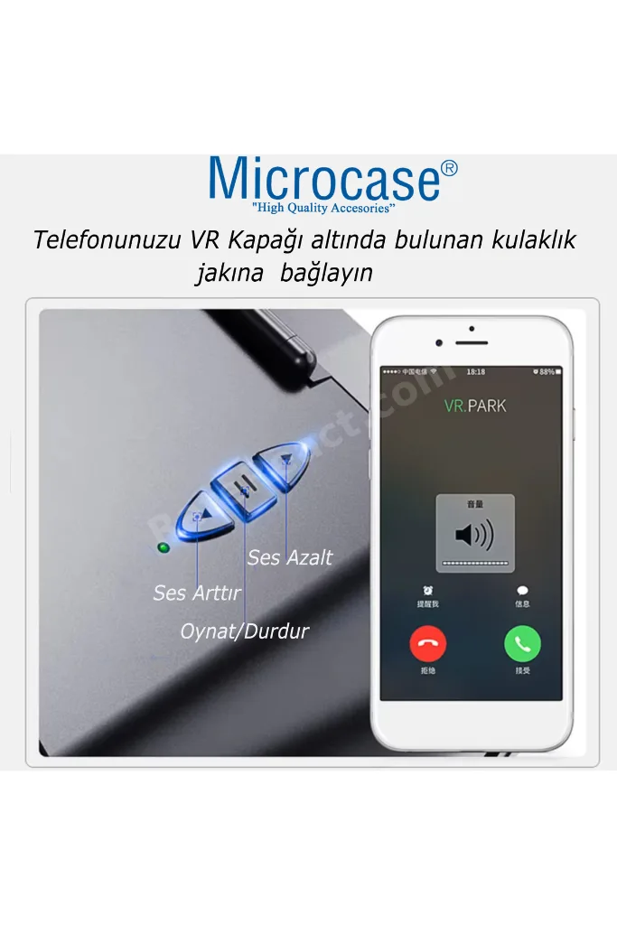 VRPARK J20 3.5mm Kulaklıklı 3D Sanal Gerçeklik Gözlüğü+ VR Kablosuz Bluetooth Kumanda-AL4752