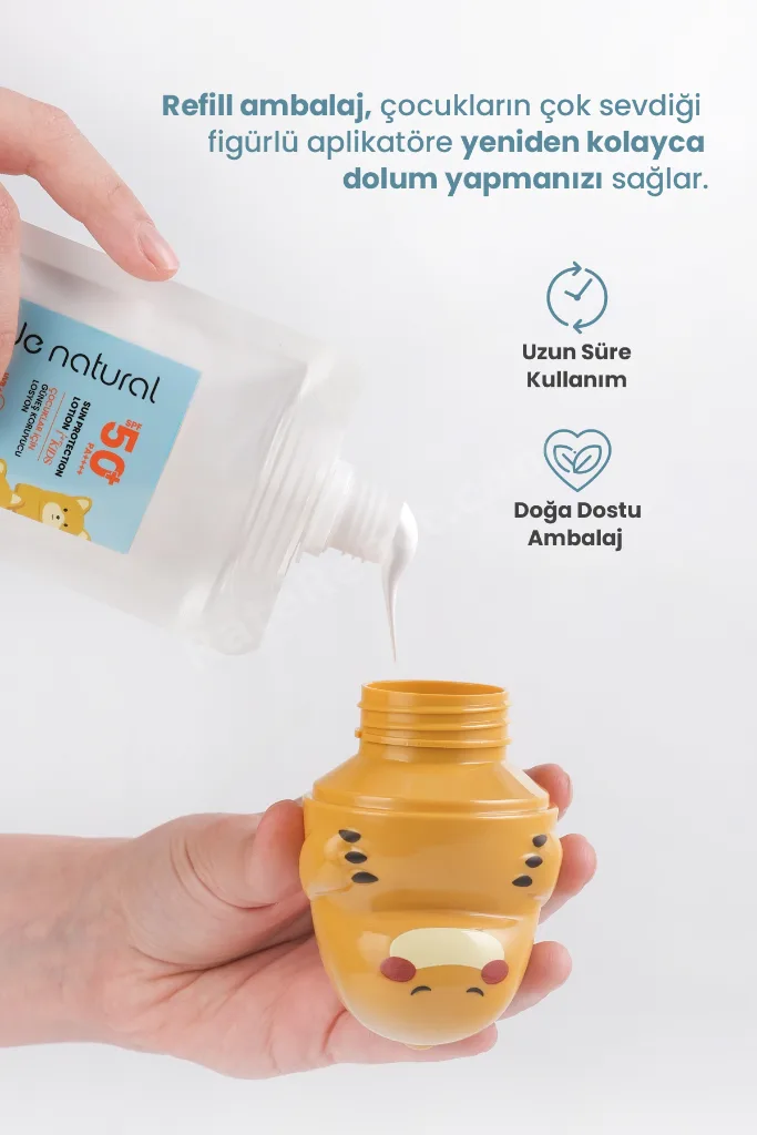 Çocuk Güneş Koruyucu Losyon 50+ SPF Yüksek Korumalı %100 Doğal Refill Paket 110 ml