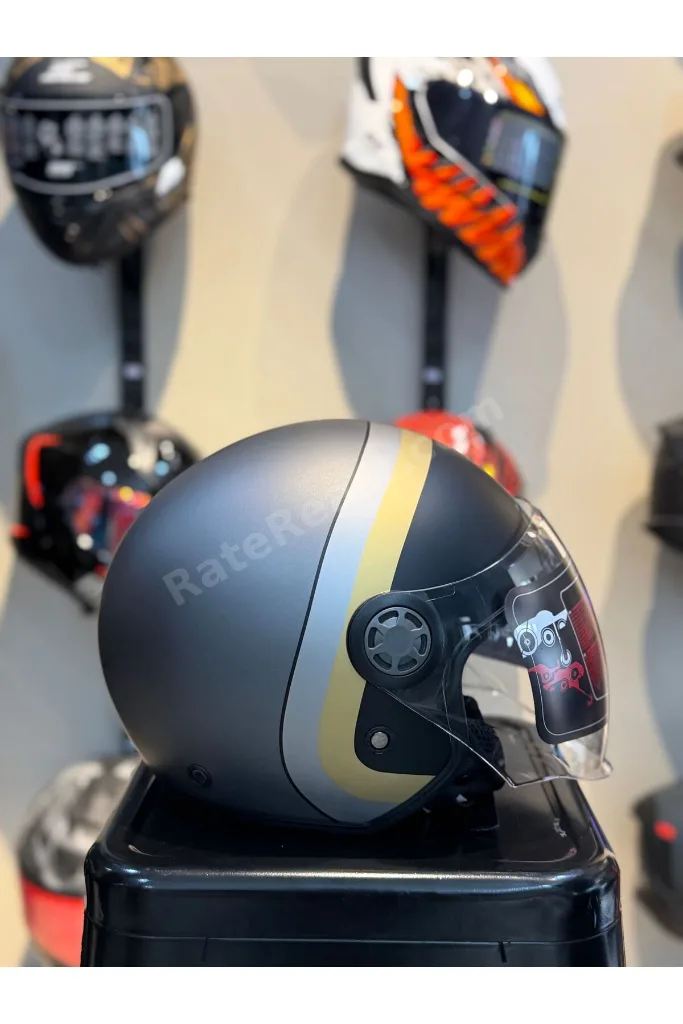 FR-612 Mat Gri Half-Moon Yarım Camlı Kask