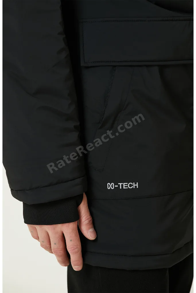 Siyah N-Tech Kapüşonlu Casual Kaban