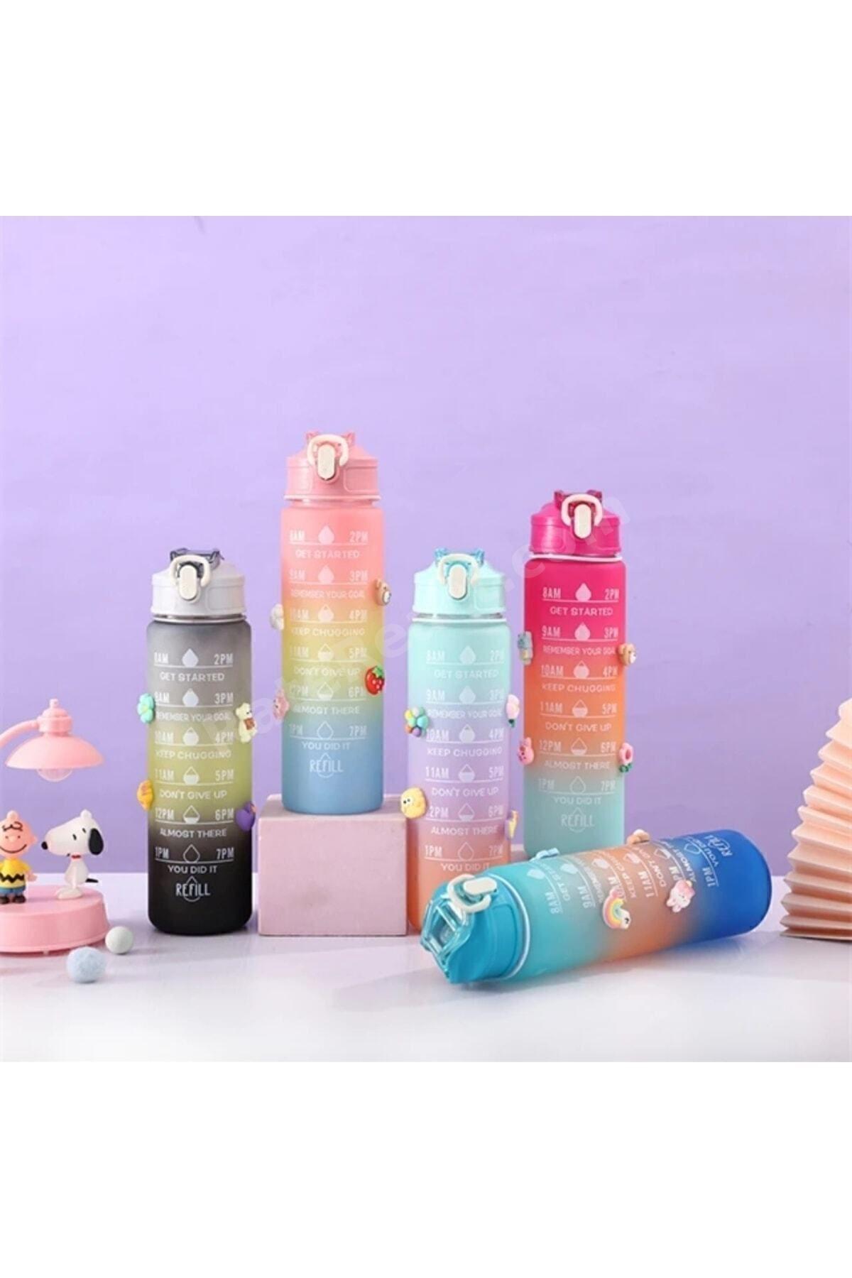 Motivasyonel 3lü Set Su Matarası Su Şişesi Suluk 2lt+900ml+600ml Tritan Spor Salonu Su Şişesi Suluk