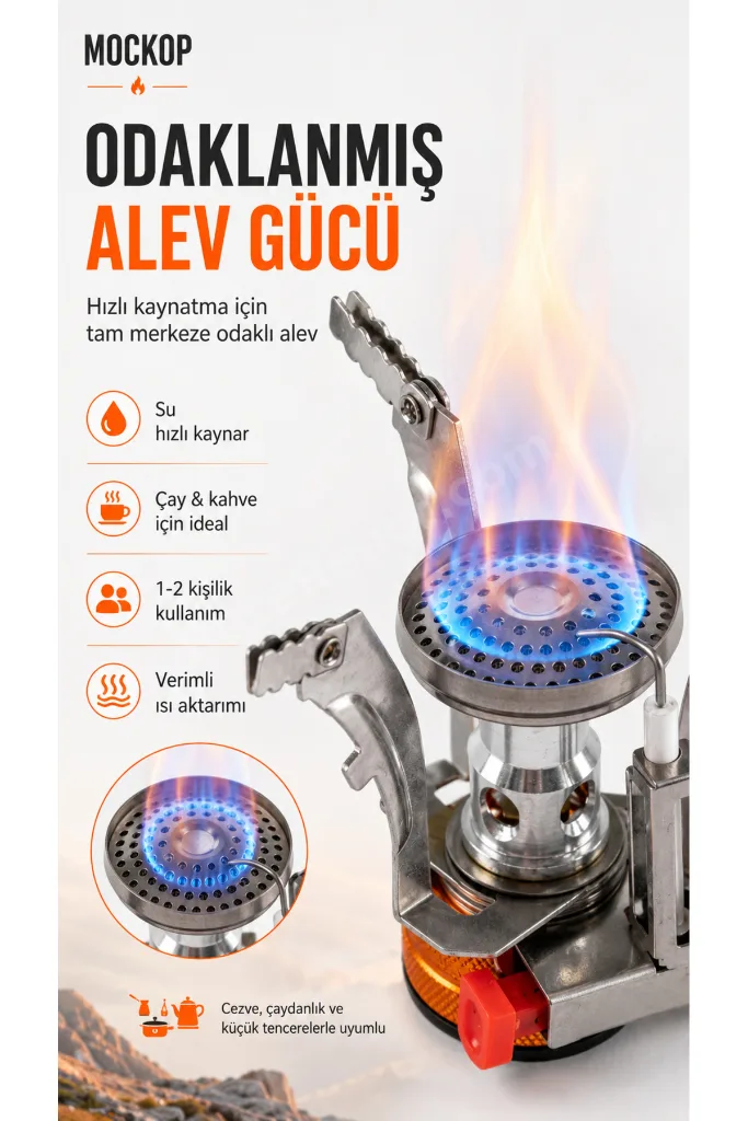 Blaze Taşınabilir Kamp Ocağı, Katlanabilir Örümcek Ocak, Kompakt Mini Ocak, Çay Kahve Cezve ve Küçük Tencere Uyumlu