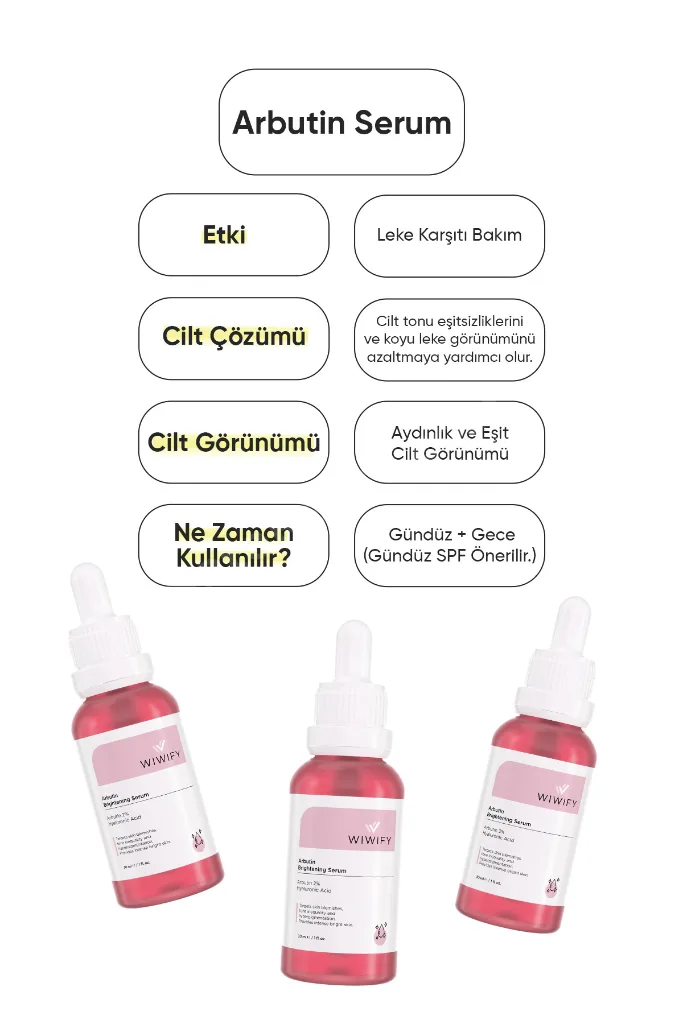 Leke Karşıtı, Cilt Tonu Eşitleyici, Aydınlatıcı Arbutin Serum (Arbutin 2% + Hyaluronic Acid)