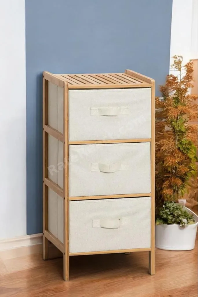 Bambu 3 Çekmeceli Dolap Organizer Çok Amaçlı Düzenleyici Şifonyer Db-0015