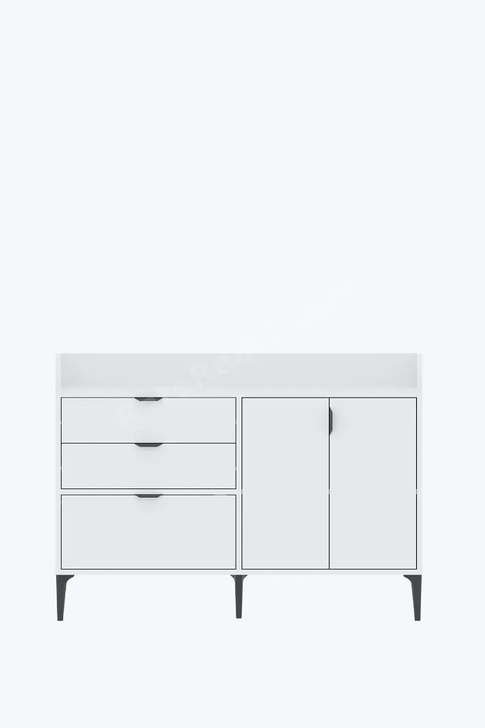Harmony Maxi 2 Çekmeceli 3 Kapaklı Kahve Köşesi 128x91x44 cm Beyaz - Modern Tasarım