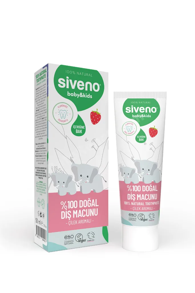 %100 Doğal Diş Macunu Çocuk İçin Çilek Aromalı Florürsüz 50 ml