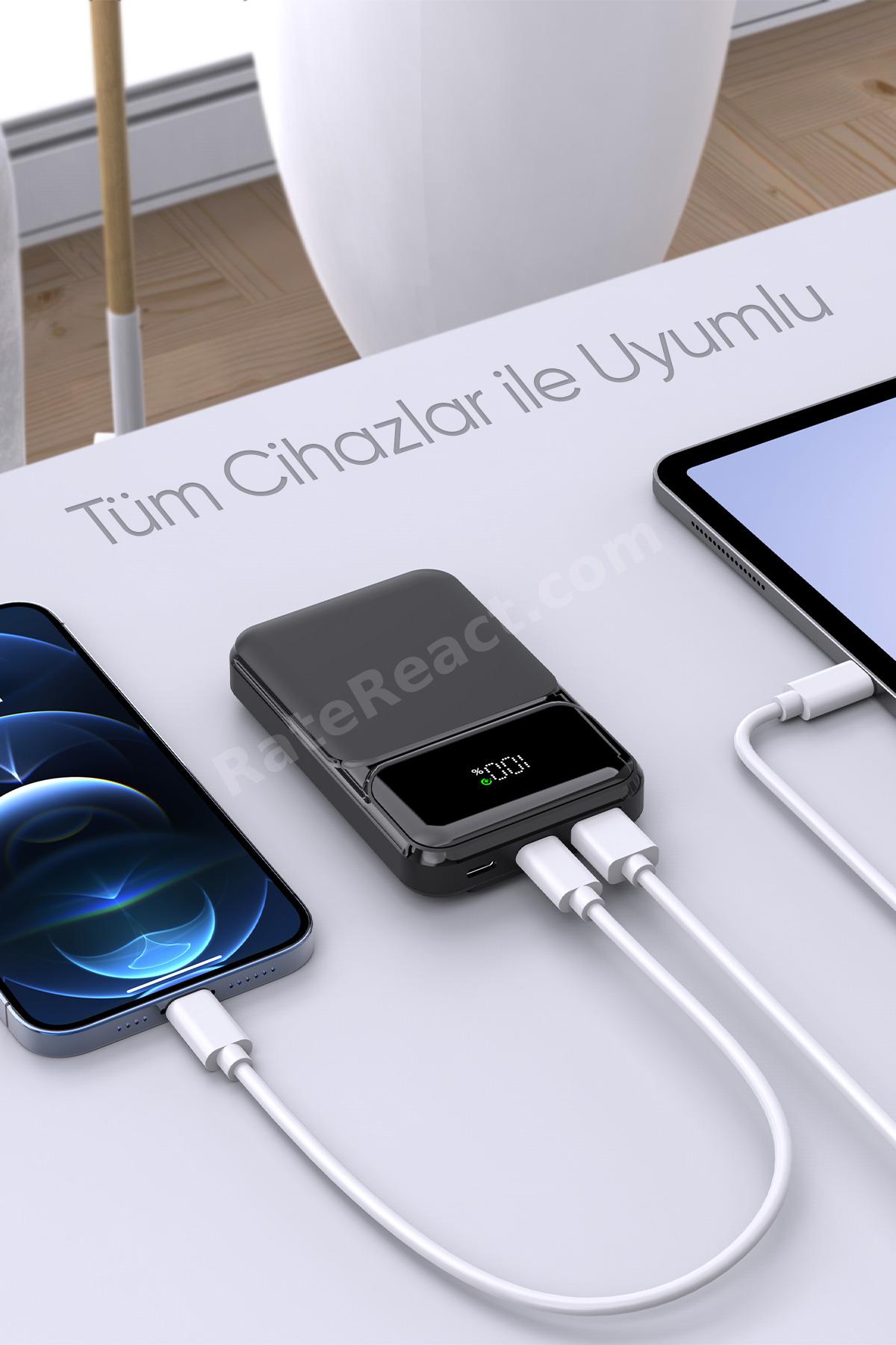 SNP-3006 10.000 Mah Hızlı Şarj LED Göstergeli Powerbank 3in1 Dahili Kablolu Taşınabilir Şarj Cihazı