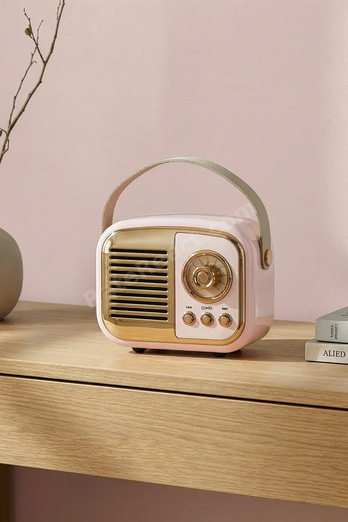 Retro Müzik Kutusu Usb+TF Kart+Bluetooth Destekli Klasik MD-24BT Echoes Pembe