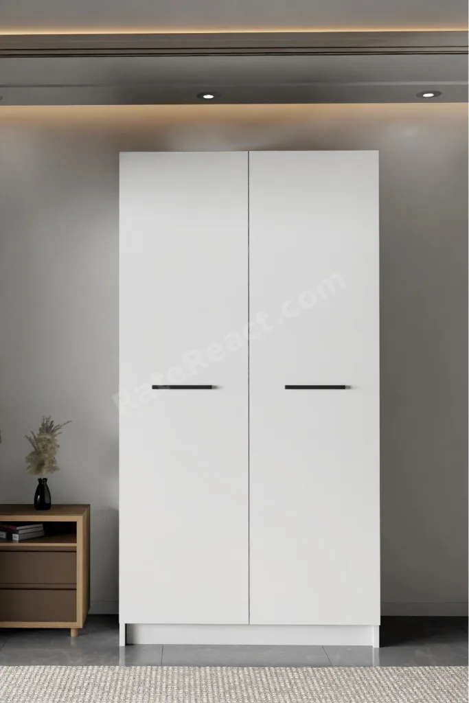 - LADİK - BEYAZ ÇİFT KAPAKLI GARDIROP 210-90-45 CM