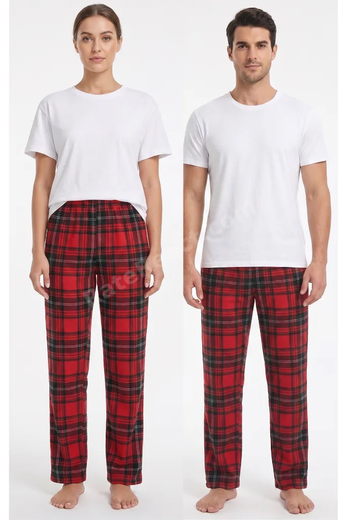 3’lü Ekose Pijama Altı Set - Yeşil Lacivert Ekose Desenli , Lacivert Ekose Desenli i & Kırmızı Ekose Desenli Pijama Altı