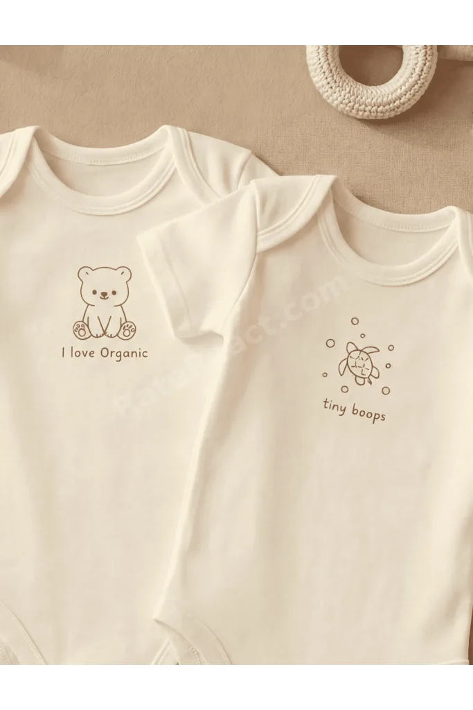 %100 Pamuk I Love Organic Sevimli Baskılı 3'lü Çıtçıtlı Kısa Kollu Bebek Body Seti , Zıbın, 0-6 Yaş