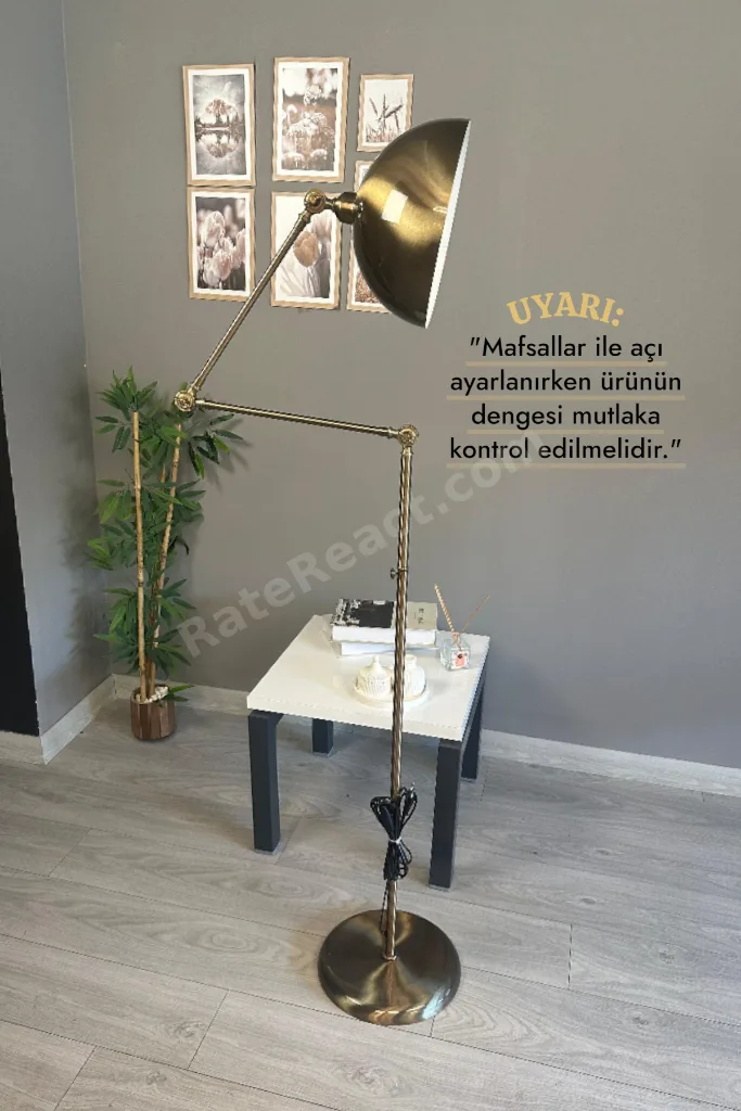 Eskitme Metal 3 Yerden Ayarlı 3 Mafsallı Modern Lambader E27 Duy 175 cm Yükseklik