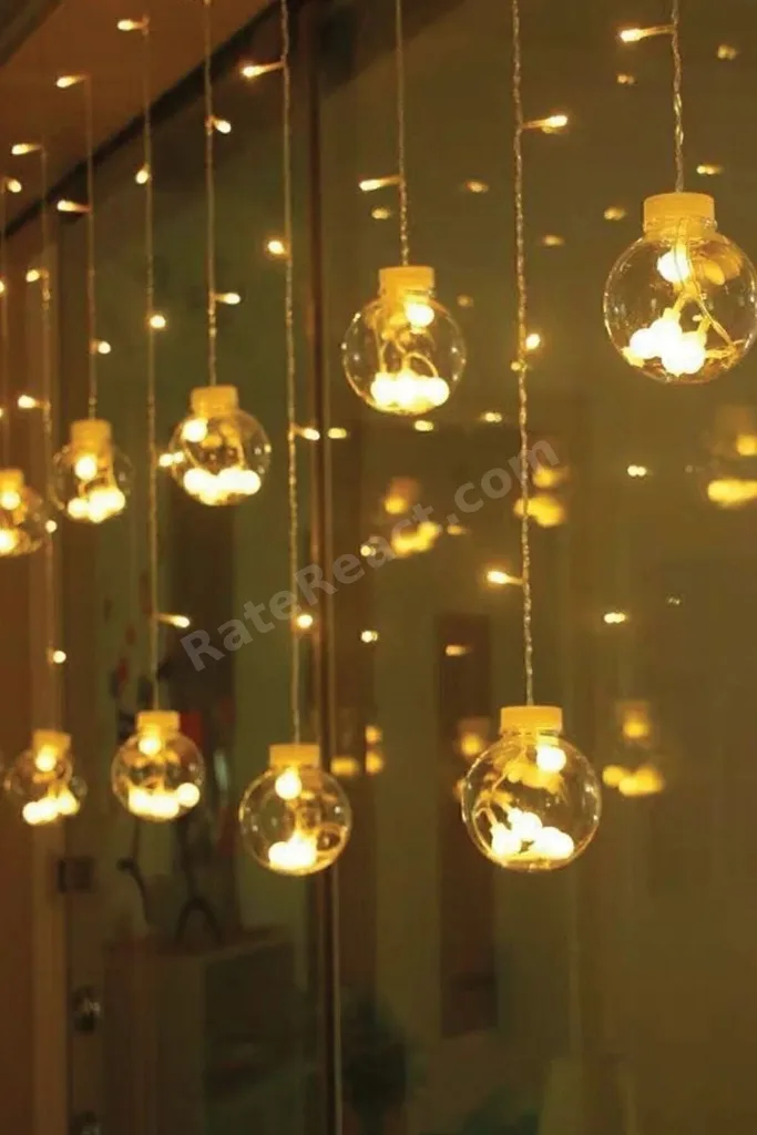 Dekoratif Işıklı 12toplu Perde Led Fişli Led Işık Top Led Yılbaşı Işığı