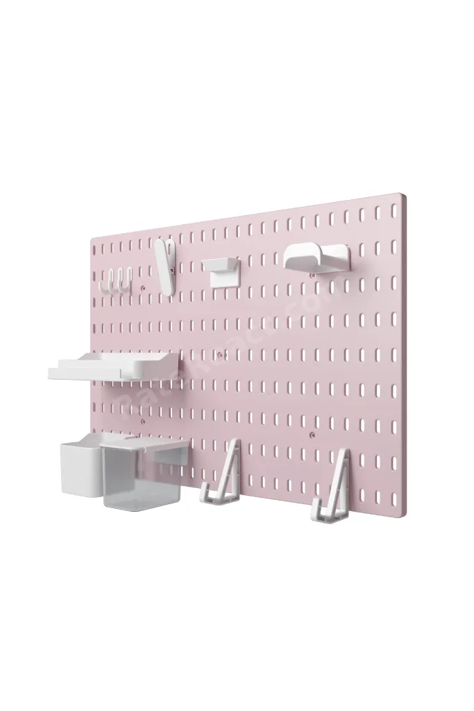 ÇOK AMAÇLI PANO ORGANİZATÖR SET 3 (52X36cm) DÜBELLİ -PANO PEMBE -AKSESUARLAR BEYAZ