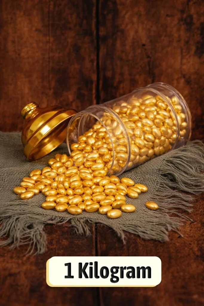 (1 KG) 1. Sınıf Lüks Premium Kalite Gold Altın Bademli Draje Nişan Düğün Hediyelik Tatlı Atıştırmalık