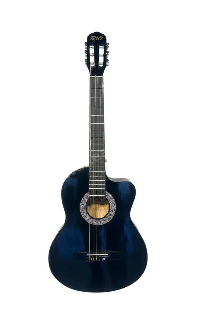 Kesik Kasa Siyah Klasik Gitar Sap Ayarlı 4/4 Tam Boy Kılıf Askı Pena Kapo Çevirici Bez