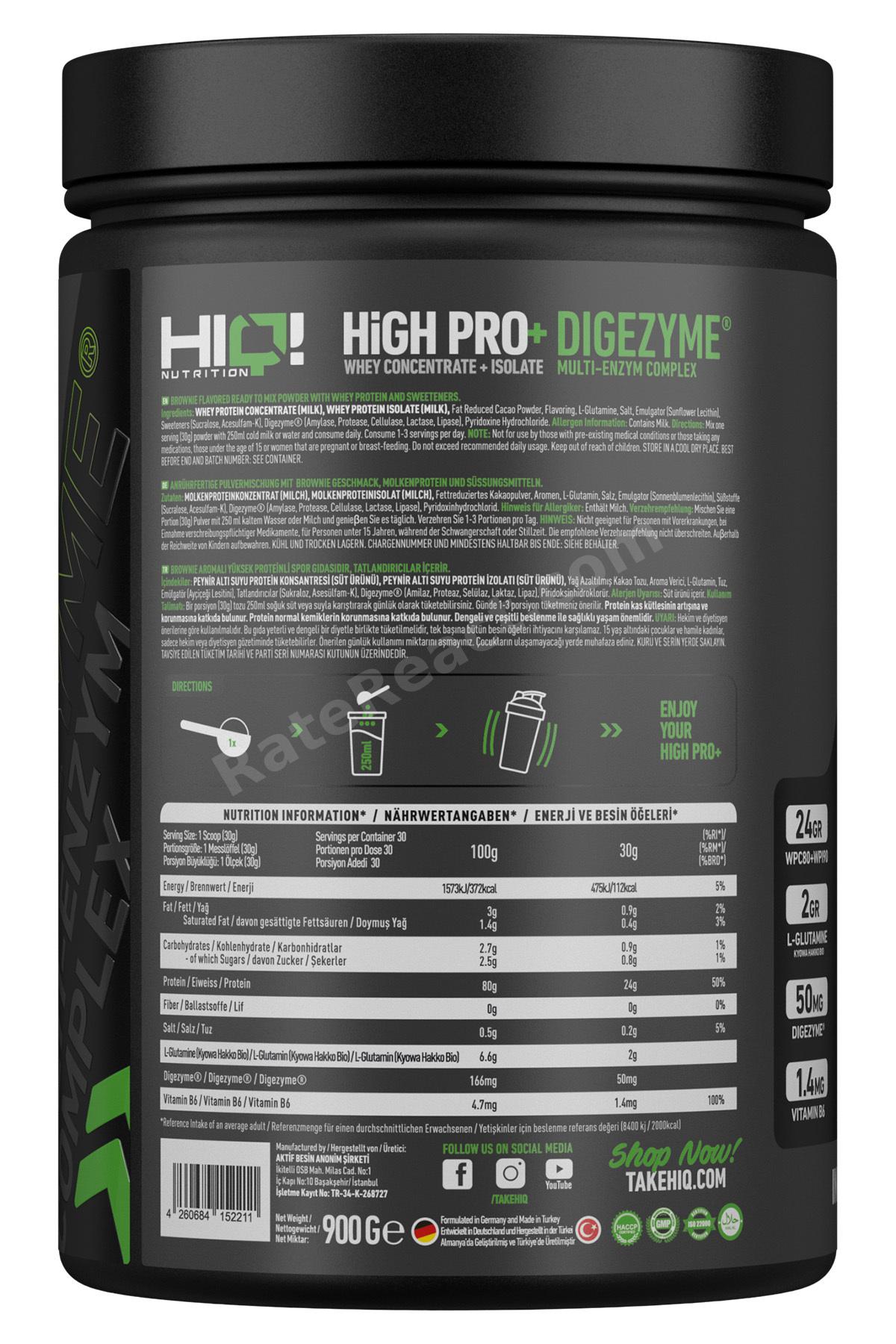 HIQ High Pro+ 900gr BROWNIE FLAVORED