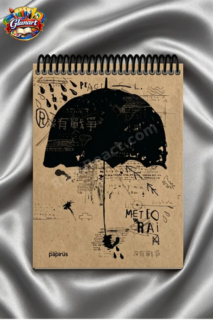 üstten spiralli 100 yaprak çizgisiz orta boy sert kapak bloknot defter kraft kağıt 16x23 cm