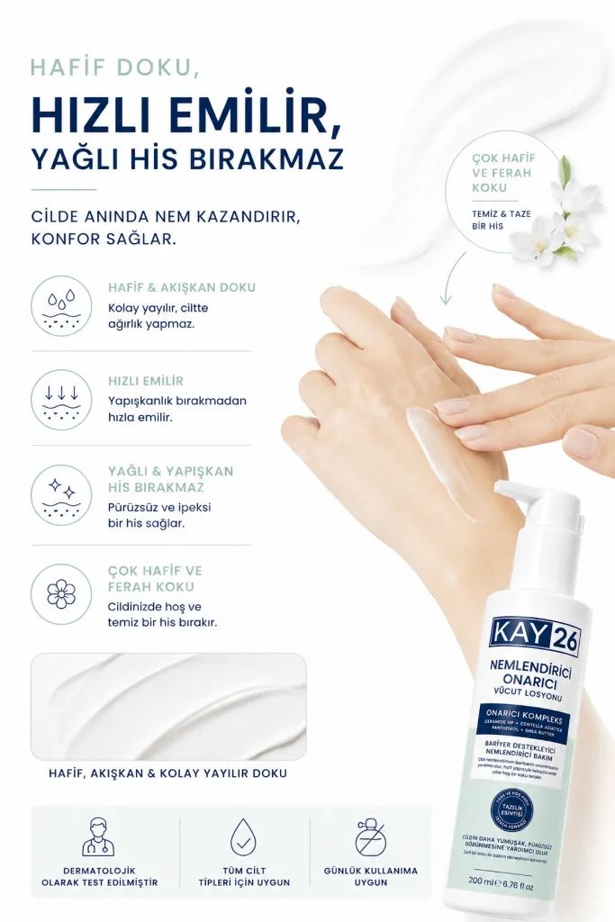 Ceramide NP, Centella Asiatica & Shea Butter İçeren Taze ve Hoş Kokulu Vücut Losyonu