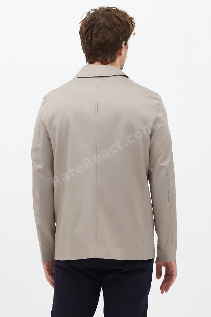 Fred Erkek Vizon İtalyan Kesim Slim Fit İlkbahar-Sonbahar Trençkot-Mont