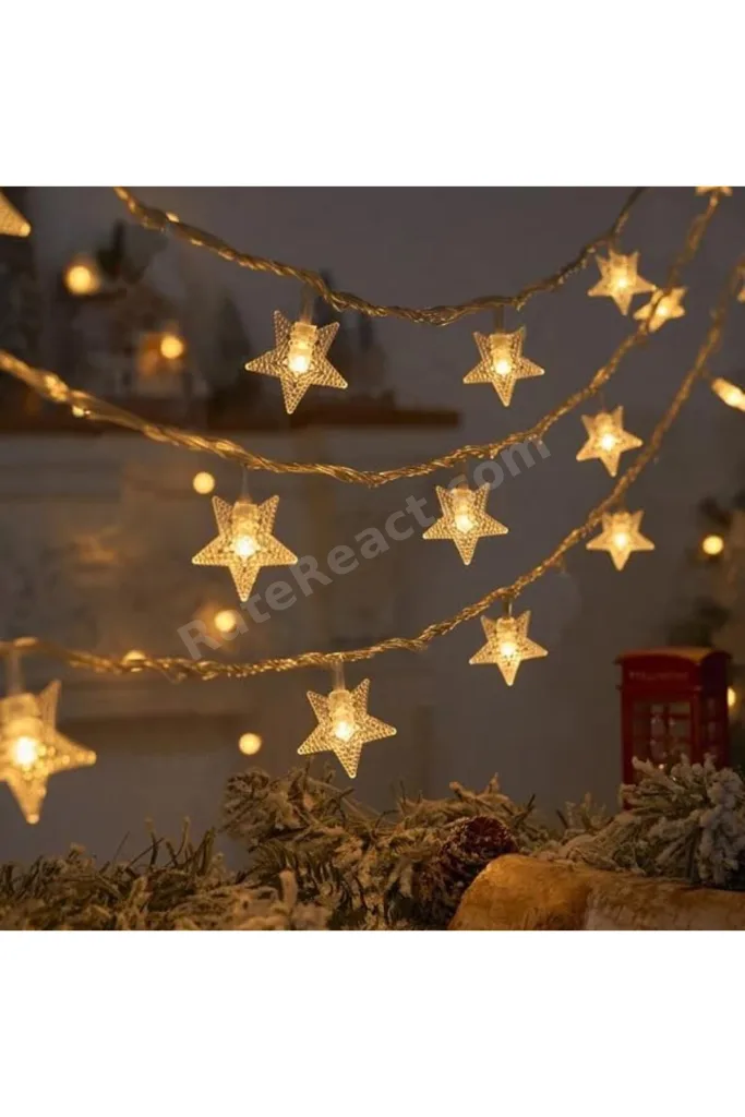 meala kozmetık store 3 metre Led Işıklı 20'li Yıldız Işık Zinciri Dekoratif Pilli Aydınlatma Ev