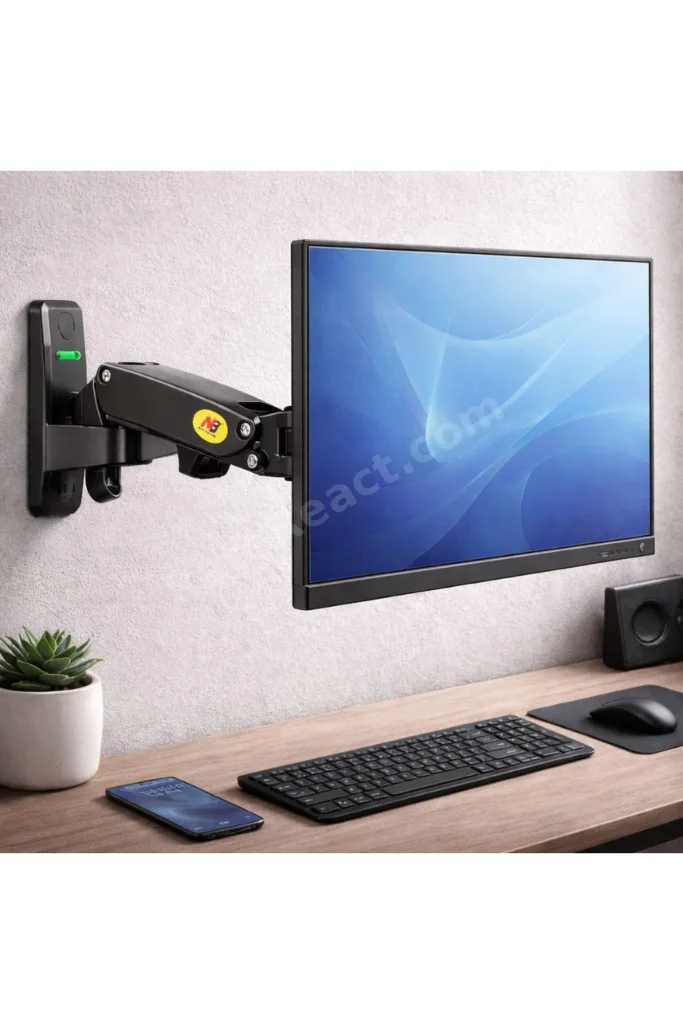 North Bayou Nb F120 Duvar Monitör TV Askı Aparatı Tutucu Kolu Su Terazili 17-27 inç Hareketli
