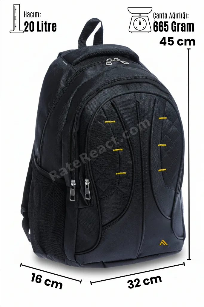 BY HAKAN PL-507 UNISEX SIRT ÇANTASI SİYAH-SARI