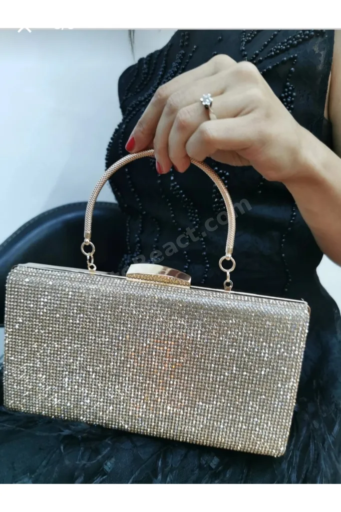 Çantamoiss Gold taşlı Zincirli Düğün Kadın Çantası