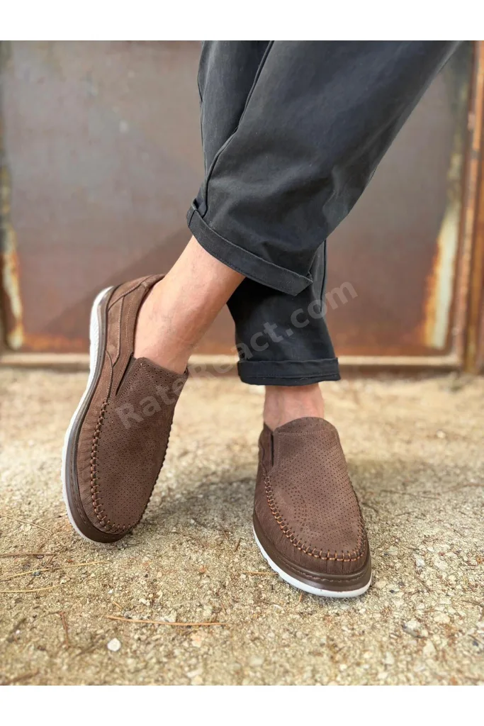 Erkek Günlük Hakiki Deri Kahverengi Loafer Ayakkabı