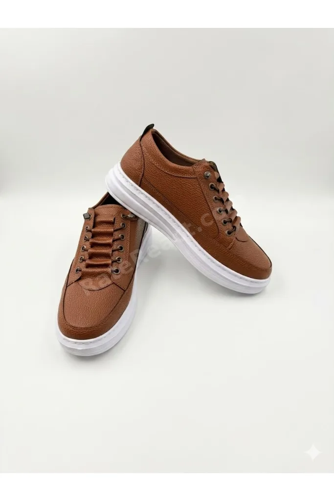 Erkek Kahverengi Sneaker Lastikli Günlük Spor Ayakkabı
