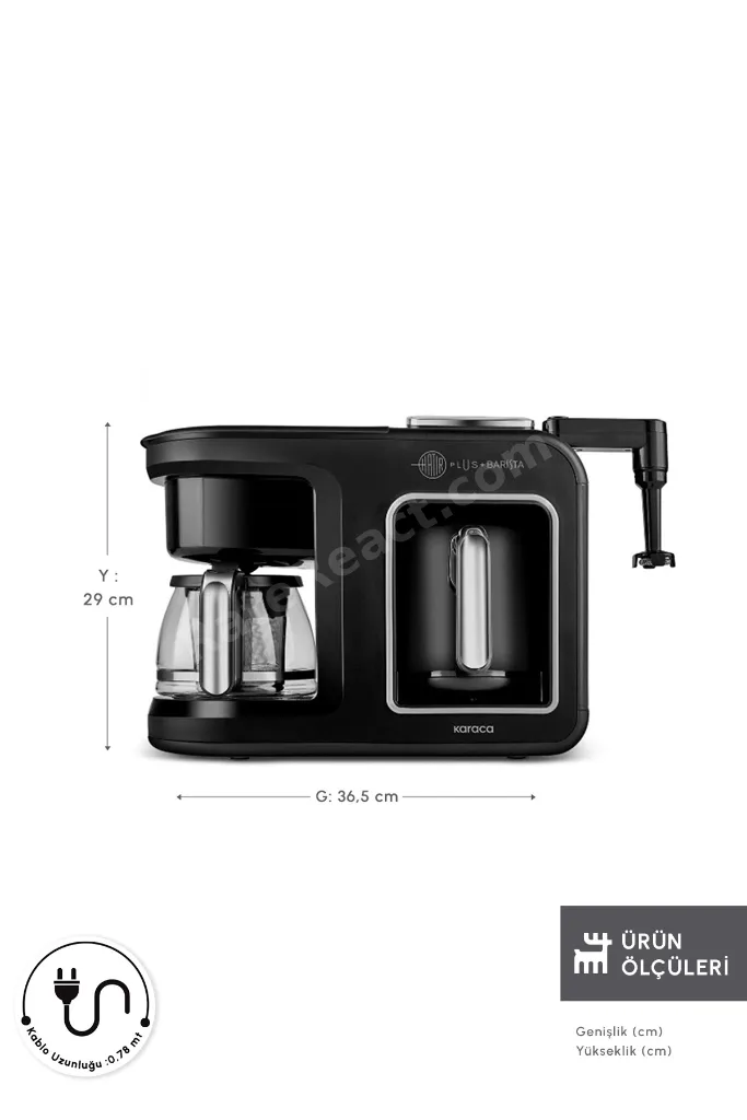 Hatır Plus Barista 6 In 1 Latte Cappucino ve Közde Türk Kahvesi Makinesi Black Silver