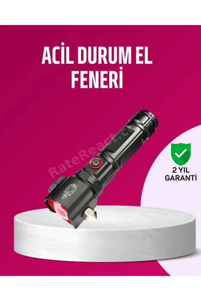 Acil Durum El Feneri Çekiç ve Pusula Özellikli Güçlü Işık