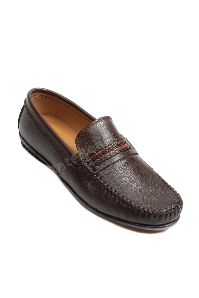 Kahve Erkek Loafer Ayakkabı İçi Dışı Kaliteli Hakiki Deri MRG01705131316