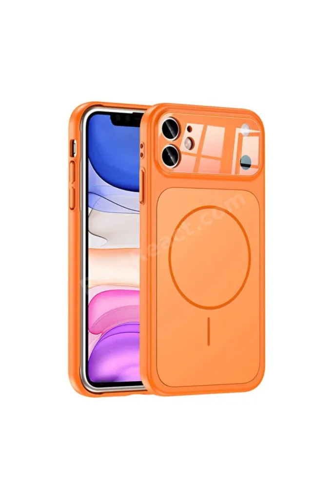 iPhone 11 Uyumlu 17 Görünümlü Çevirici Kamera Korumalı MagSafe Destekli Kılıf Orange