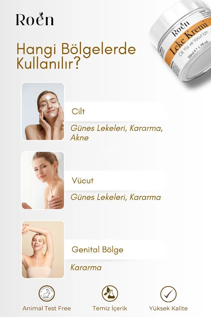 Cilt Beyazlatıcı, Leke Kremi, Kararma, Akne, Güneş Lekeleri, Glutatyonlu Beyazlatıcı Leke Krem 50ml