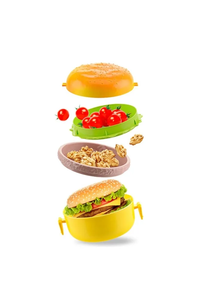 Pratik Hamburger Görünümlü Okul Beslenme Ve Saklama Kabı
