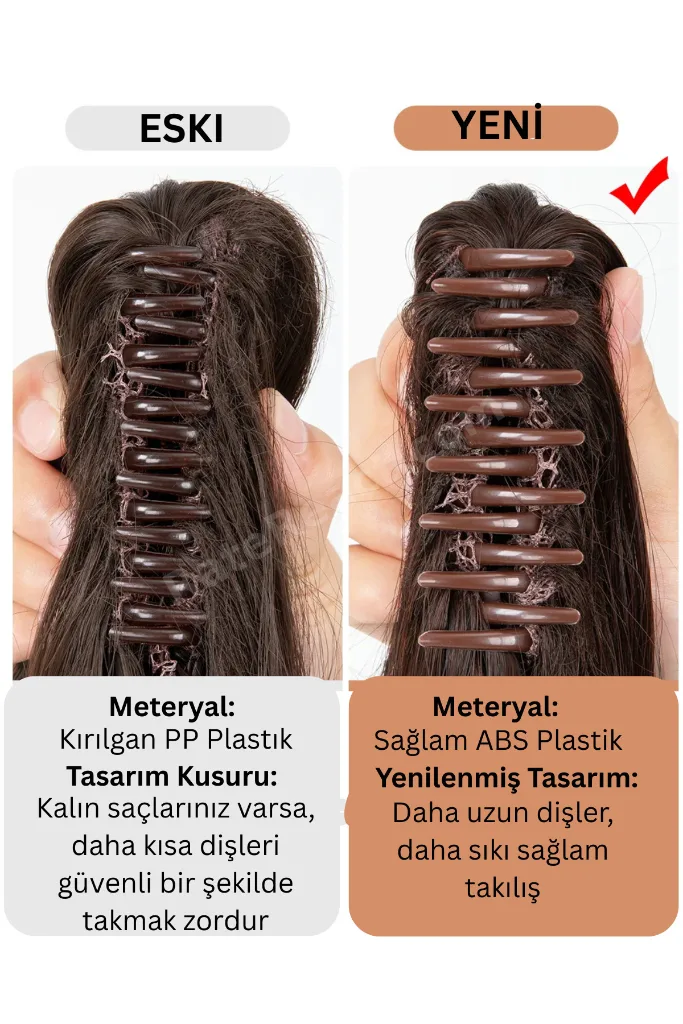 Tokalı At Kuyruğu 7 Deyişik Renk 120 Gram 30 Cm Saçlı Toka Tokalı Saç
