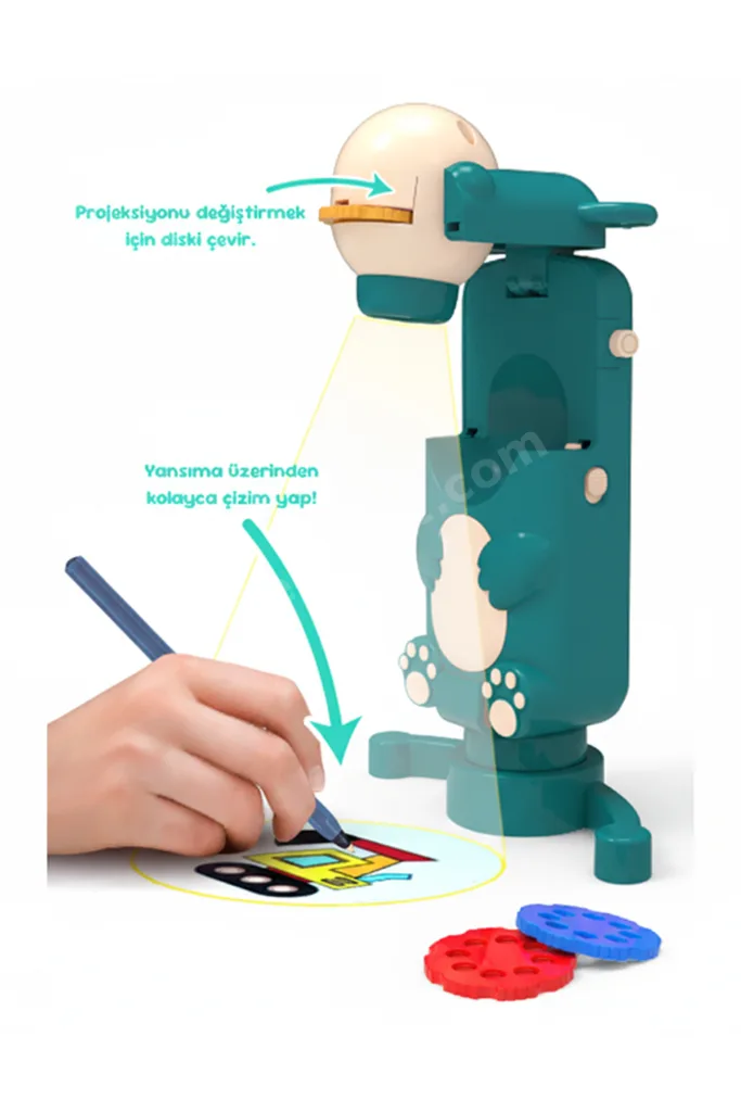 Eğitici Projeksiyonlu Çizim Oyuncağı | 6 Renkli Slayt Diskli