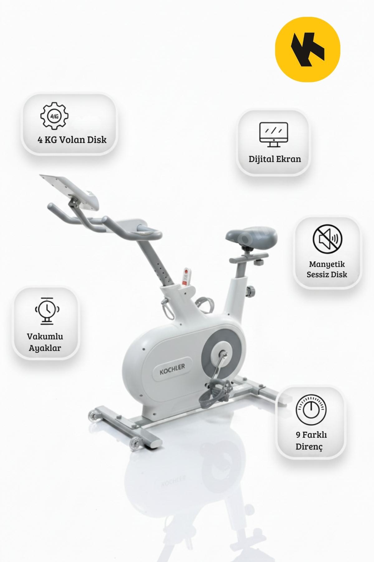 Manyetik Kondisyon Bisikleti – 4 Kg Volan, 120 Kg Kapasite, Uygulamalı, 9 Kademe Direnç, Nabız Ölçer