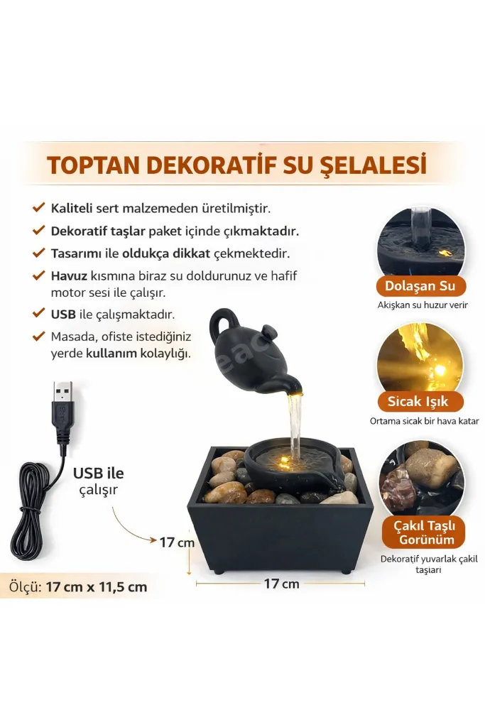 Özel Tasarım Su Şelalesi Hava Nemlendirici Led Işıklı Su Perdesi Dekoratif Hediyelik DEMLIK